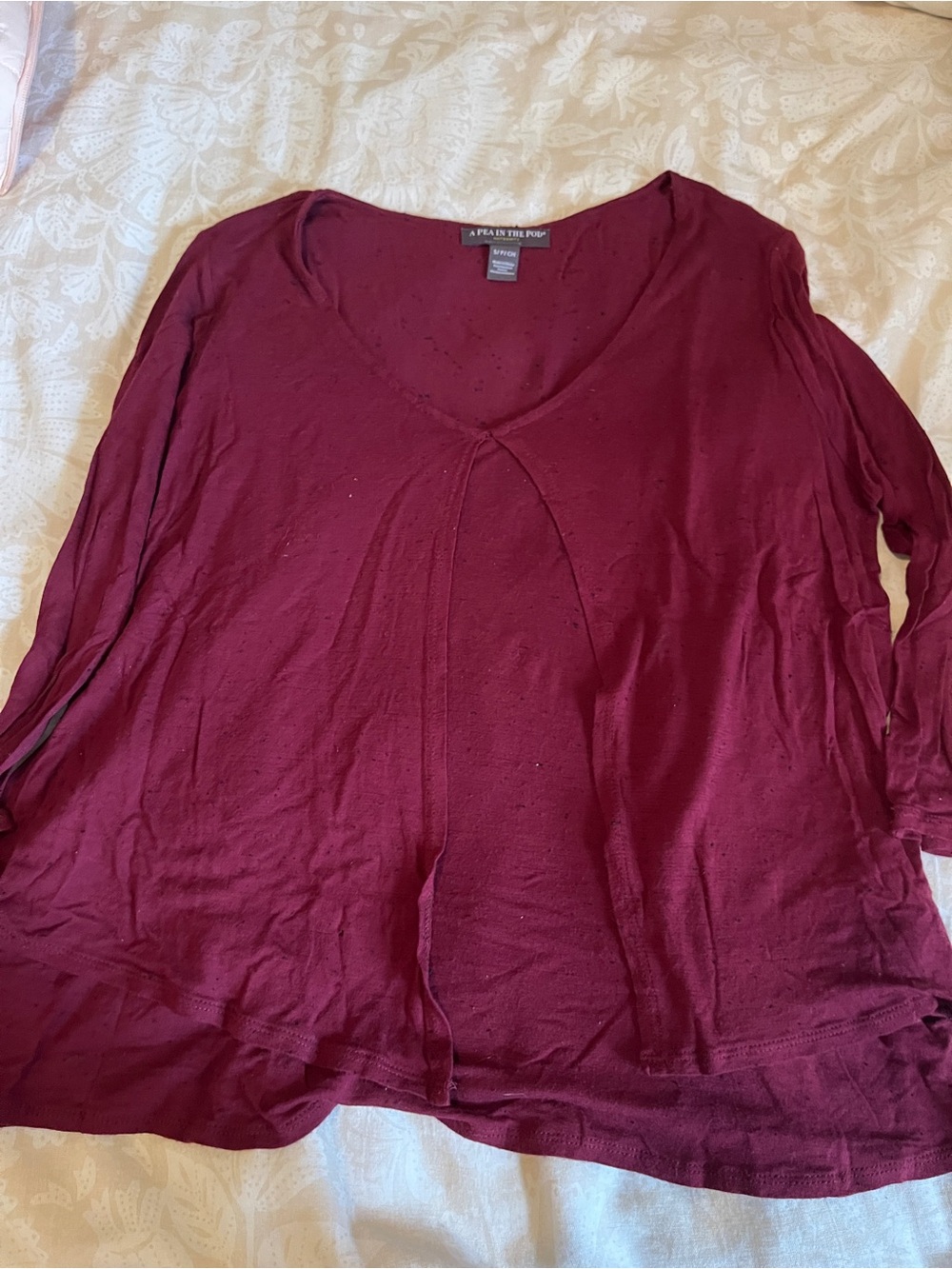 A Pea in the Pod Women's Burgundy Long Sleeve Maternity/Nursing Top
